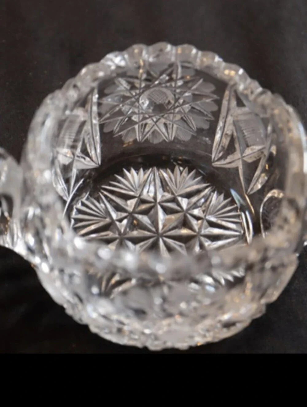 Antique Hobstar Beautiful Cut Glass Creamer & Sugar Bowl Set 2 ¼“ Tall